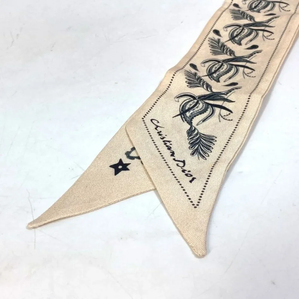 Dior Scarf Logo Mitzvah Silk Beige
